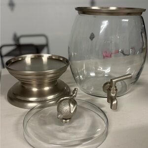 Glass Beverage Dispenser with Pewter Accents